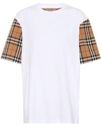 Burberry T-Shirt Vintage Check aus Baumwolle - Weiß