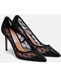 Aquazzura - 85 Suede-Trimmed Mesh Pumps - Lyst