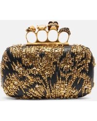 McQueen - Clutch Knuckle Small De Piel Adornada - Lyst