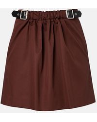 Loewe - Minifalda De Sarga De Algodon Y Seda Con Cinturon - Lyst