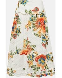 FARM Rio - Delicate Garden Cotton Midi Skirt - Lyst