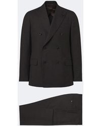 Lardini - Checked Double-Breasted Virgin Wool Suit - Lyst