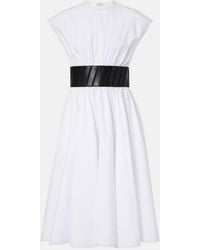 Alaïa - Belted Cotton Midi Dress - Lyst