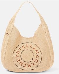 Stella McCartney - Logo Embroidered Raffia Tote Bag - Lyst