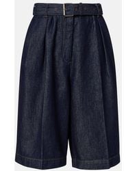 Dries Van Noten - Pleated Denim Shorts - Lyst