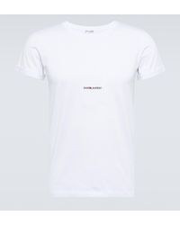Saint Laurent - Signature Logo Cotton T-shirt - Lyst