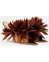 Gianvito Rossi - Daniah 85 Applique Crepe Satin Mules - Lyst