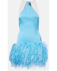 David Koma - Feather-Trimmed Satin Minidress - Lyst