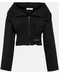 Alaïa - Cropped Jersey Jacket - Lyst