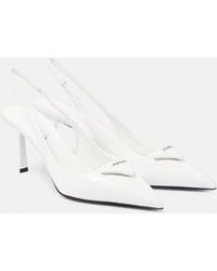 Prada - Brushed Leather Slingback Pumps 75 - Lyst