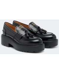 Miu Miu - Leather Platform Loafers - Lyst