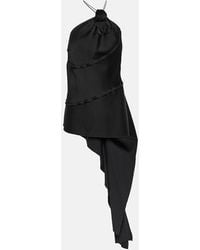 Victoria Beckham - Floral-Applique Draped Satin Top - Lyst