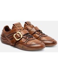 Miu Miu - Logo Leather Sneakers - Lyst
