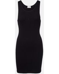 Saint Laurent - Minikleid Cassandre Aus Baumwoll-Rippstrick - Lyst