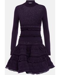 Alaïa - Alaia Ruffle Virgin Wool Minidress - Lyst