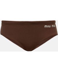 Miu Miu - Culotte de bikini a logo - Lyst
