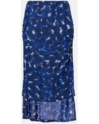 Dries Van Noten - Printed Gathered Jersey Midi Skirt - Lyst