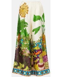 ALÉMAIS - Tiger Silk Twill Wide-Leg Pants - Lyst