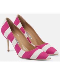 Manolo Blahnik - Bb 90 Striped Canvas Pumps - Lyst