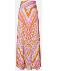 PUCCI - Manuba Jersey Satin Maxi Skirt - Lyst
