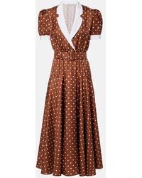 Rodarte - Belted Polka-Dot Silk Twill Midi Dress - Lyst