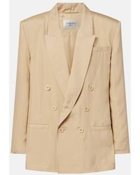 Saint Laurent - Double-Breasted Silk Blazer - Lyst