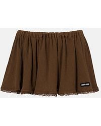 Miu Miu - Lace-Trimmed Pointelle Cotton Miniskirt - Lyst