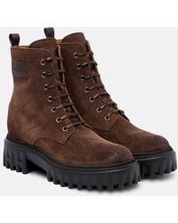 Hogan - H700 Suede Combat Boots - Lyst