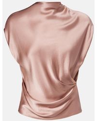 The Sei - Draped Silk Satin Top - Lyst