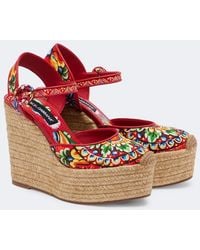 Dolce & Gabbana - Carretto Canvas Espadrille Wedges - Lyst