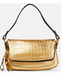 Tom Ford - Jennifer Small Croc-Effect Metallic Leather Shoulder Bag - Lyst