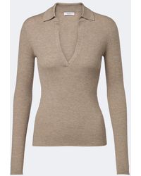 Max Mara - Ribbed-Knit Cashmere Polo Sweater - Lyst
