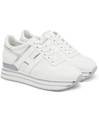 Hogan Midi Leather Platform Sneakers - White