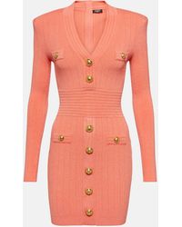 Balmain - Knit Minidress With Embossed Buttons - Lyst