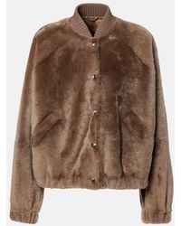 Brunello Cucinelli - Cashmere-Trimmed Shearling Bomber Jacket - Lyst