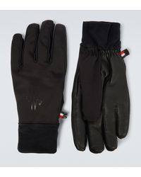 3 MONCLER GRENOBLE Handschuhe aus Nylon und Leder - Schwarz