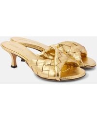 Bottega Veneta - Blink Intrecciato 50 Metallic Leather Mules - Lyst