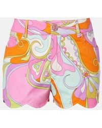 PUCCI - Orchidee Scalloped Cotton Shorts - Lyst