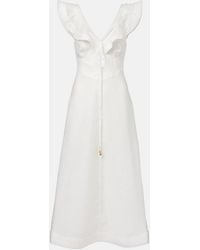 Zimmermann - Rhiannon Ruffled Linen Midi Dress - Lyst