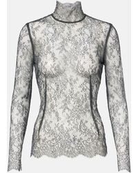 Dolce & Gabbana - High-Neck Floral Lace Top - Lyst