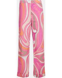 Emilio Pucci - Printed High-rise Wide-leg Cotton Pants - Lyst