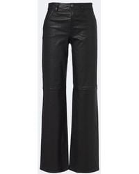 7 For All Mankind - Stovepipe Leather Straight Pants - Lyst