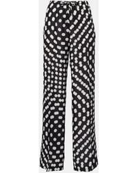 Dries Van Noten - Polka-Dot Silk Wide-Leg Pants - Lyst
