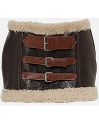 Blumarine - Minifalda De Piel Con Borrego - Lyst