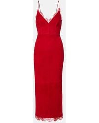 Alex Perry - Lace-Trimmed Suede Midi Dress - Lyst