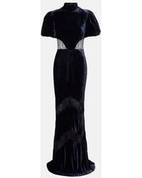 Rebecca Vallance - Minerva Lace-Trimmed Velvet Gown - Lyst