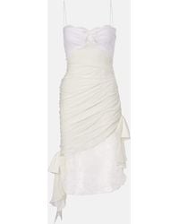 Alessandra Rich - Lace-Trimmed Silk Georgette Midi Dress - Lyst