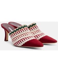 Manolo Blahnik - Alo 70 Embroidered Suede Mules - Lyst
