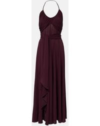 Alaïa - Draped Halterneck Jersey Maxi Dress - Lyst