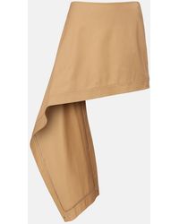 Loewe - Asymmetric Silk-Trimmed Cotton Miniskirt - Lyst